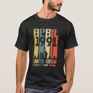Camiseta Abril De 1991 T 30 Anos 1991 Aniversário