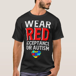 Camiseta Abril de Conscientização do Autismo Use Vermelho A
