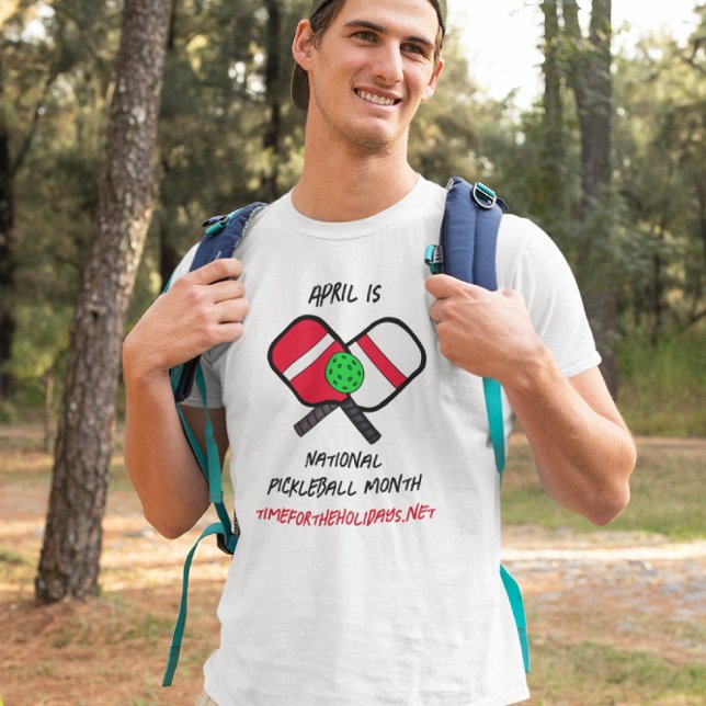 Camiseta Abril é Mês Nacional de Pickleball (Criador carregado)
