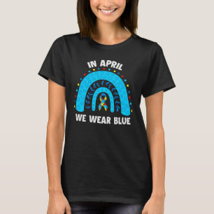 Camiseta Abril Vestimos Autismo Quebra-cabeça Arco-Íris Azu