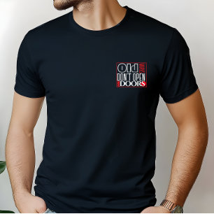 Camiseta Abrir a nova porta com a letra branca preta