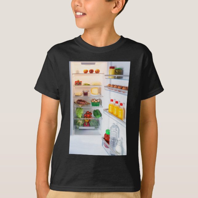 Camiseta Abrir o frigorífico cheio de comida (Frente)