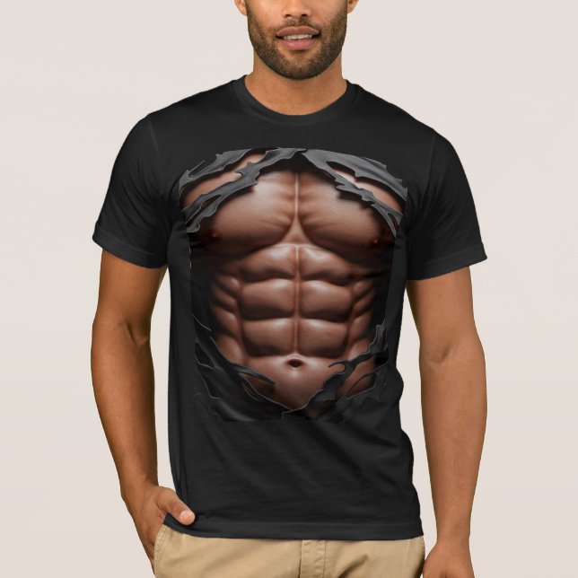 Camiseta Abs 3D Ripped T - Datas do Tórax Muscular (Frente)