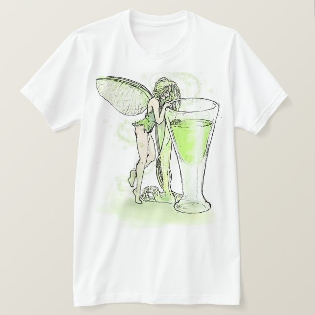 Camiseta Absinthe La Fee Verte Fairy With Glass (sem texto) (Frente do Design)