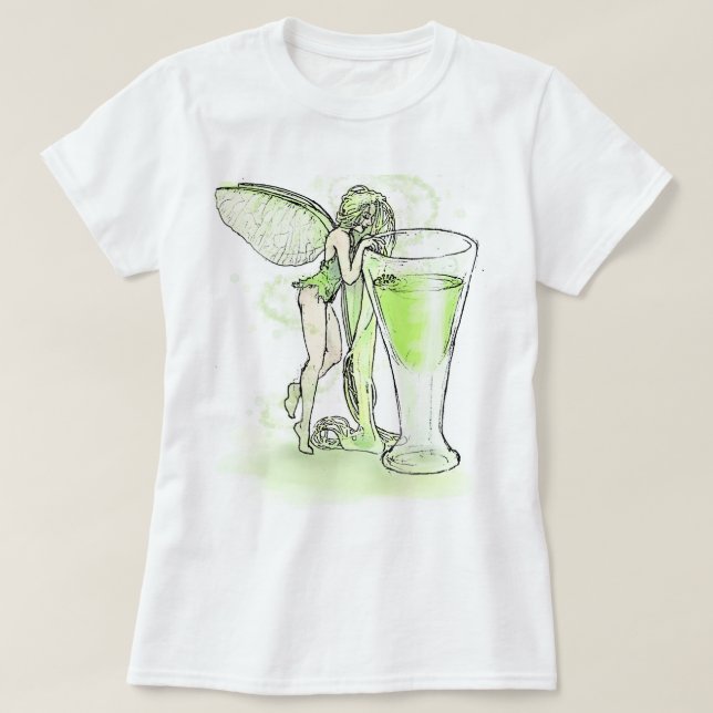 Camiseta Absinthe La Fee Verte Fairy With Glass (sem texto) (Frente do Design)