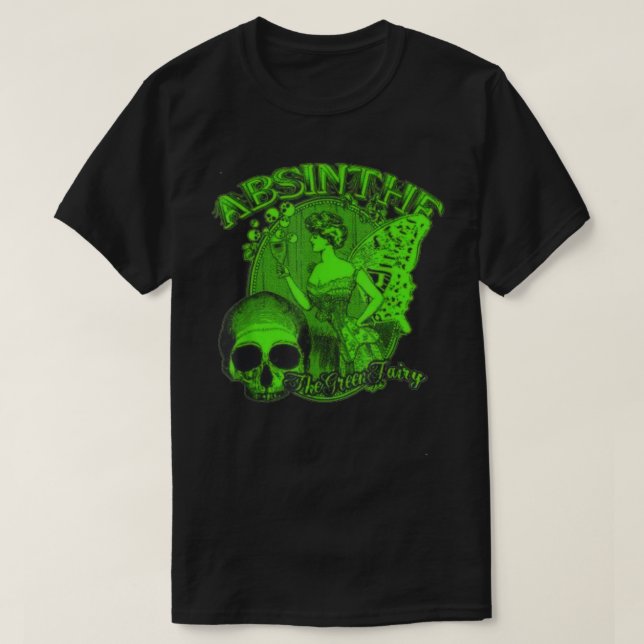Camiseta Absinthe Skull Green Fairy Retro design (Frente do Design)