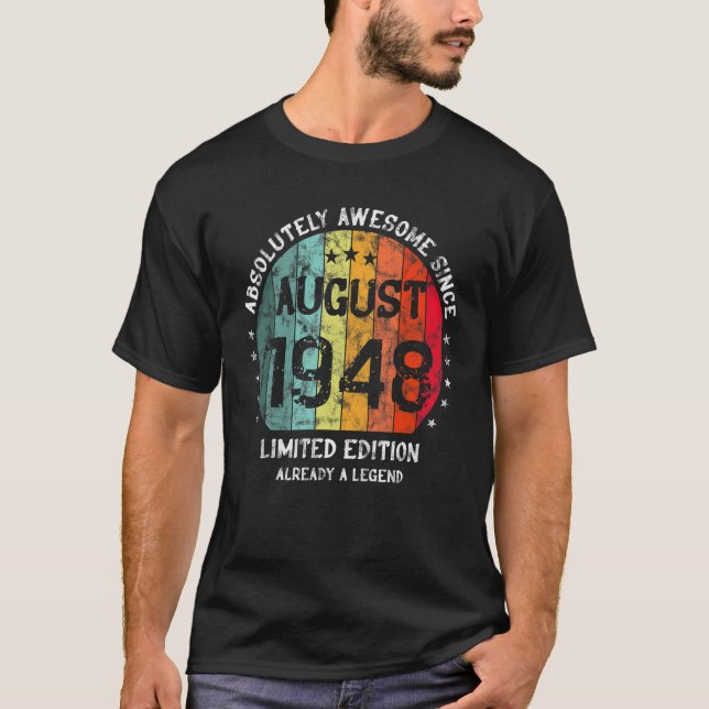Camiseta Absolutamente Incrível Desde agosto de 1948 Man Wo (Frente)