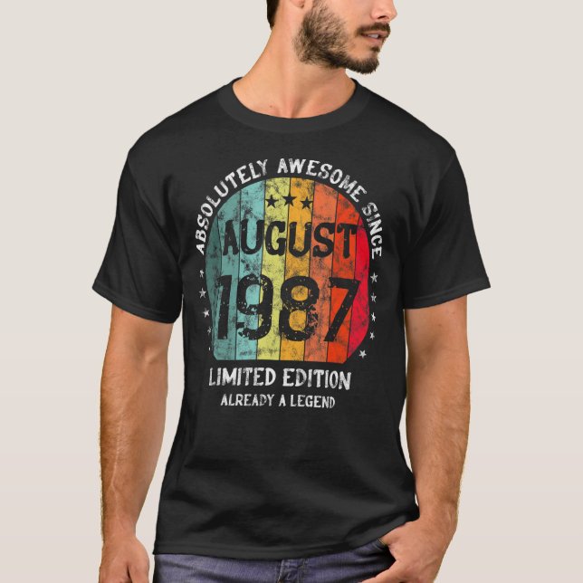 Camiseta Absolutamente Incrível Desde agosto de 1987 Man Wo (Frente)