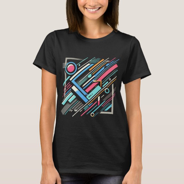 Camiseta Abstração Geométrica Retrofuturística (Frente)