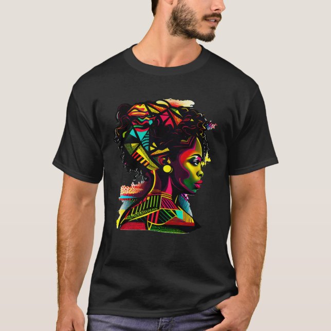 Camiseta Abstract African Attire Beautiful Black Queen Colo (Frente)