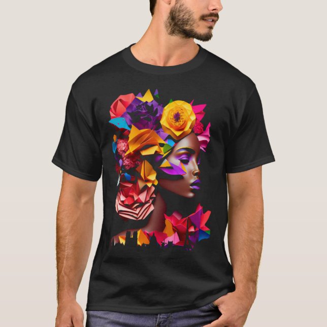 Camiseta Abstract African Black Origami Hair Queen Paris Sk (Frente)