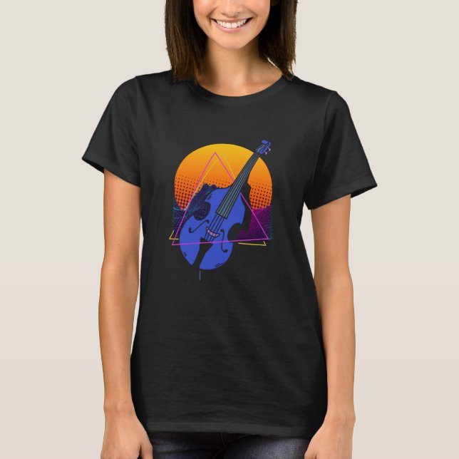 Camiseta Abstract Double Bass Jazz Musician Contrabass Play (Frente)