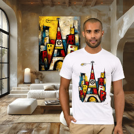 Camiseta Abstract Expressionist Cityscape | Modern Urban Ar