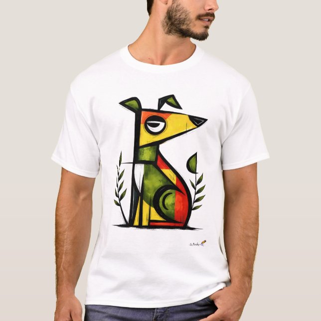 Camiseta Abstract Expressionist Dog Modern Animal Art (Frente)