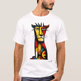 Camiseta Abstract Expressionist Lion Geometric Modern Art