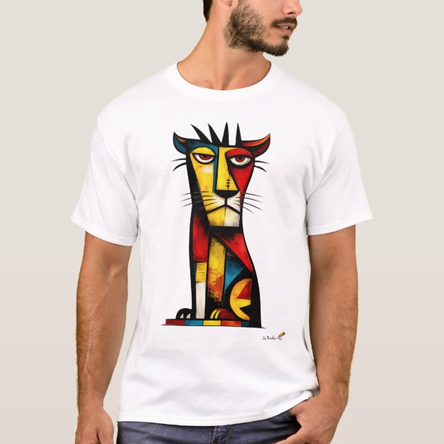 Camiseta Abstract Expressionist Lion Geometric Modern Art (Frente)