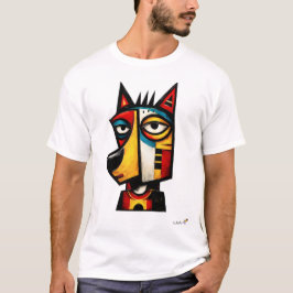 Camiseta Abstract Expressionist Wolf Geometric Modern Art