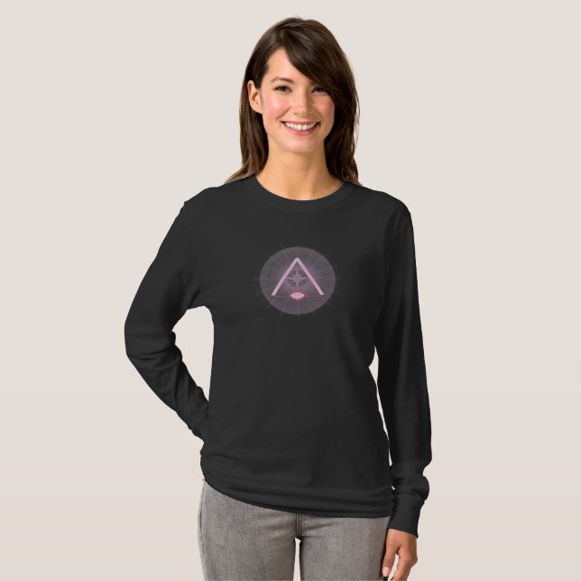 Camiseta Abstract Eye Symbol Women’s Black T-Shirt | Minima (Frente Completa)