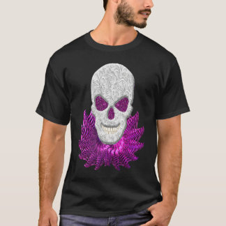 Camiseta Abstract Fantasy Lacy Skull Goth Pink Eyes