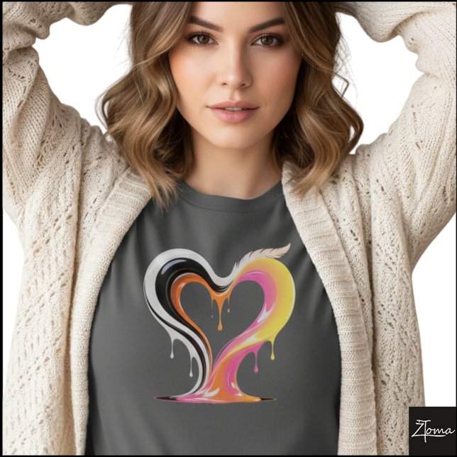 Camiseta Abstract Glossy Dripping Heart Pop Art (Sample design. Several style are available to choose from, with the option to add a name & color.
)