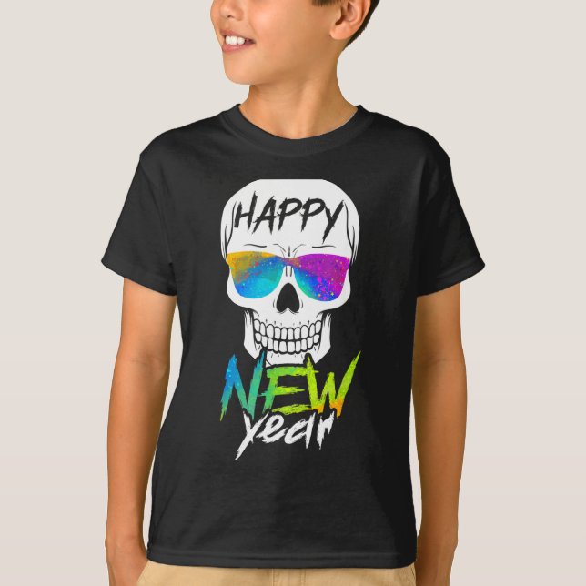 Camiseta Abstract Happy New Skull Year  (Frente)