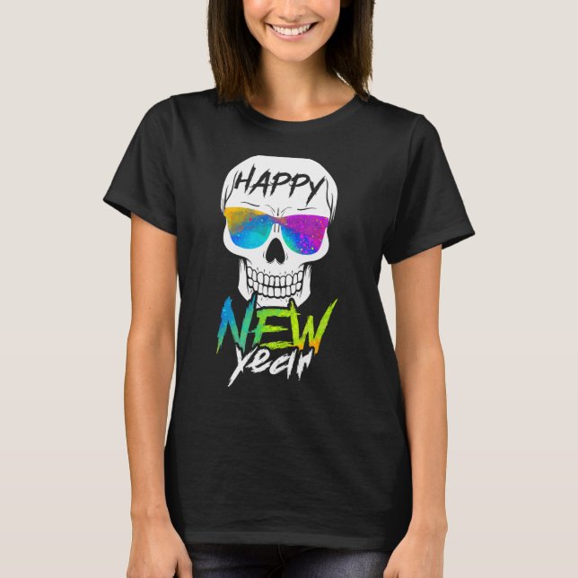 Camiseta Abstract Happy New Skull Year  (Frente)
