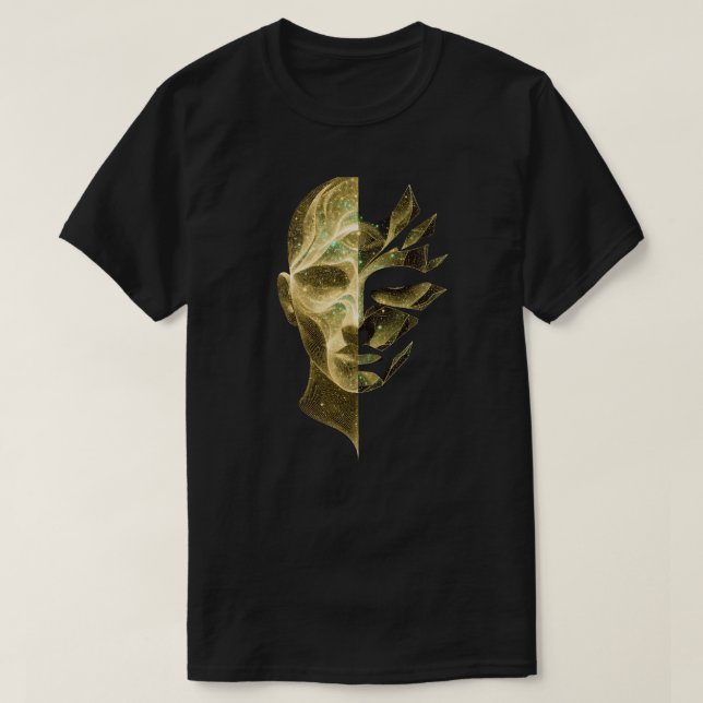 Camiseta Abstract Identity Split Face – Layered Cosmic Self (Frente do Design)