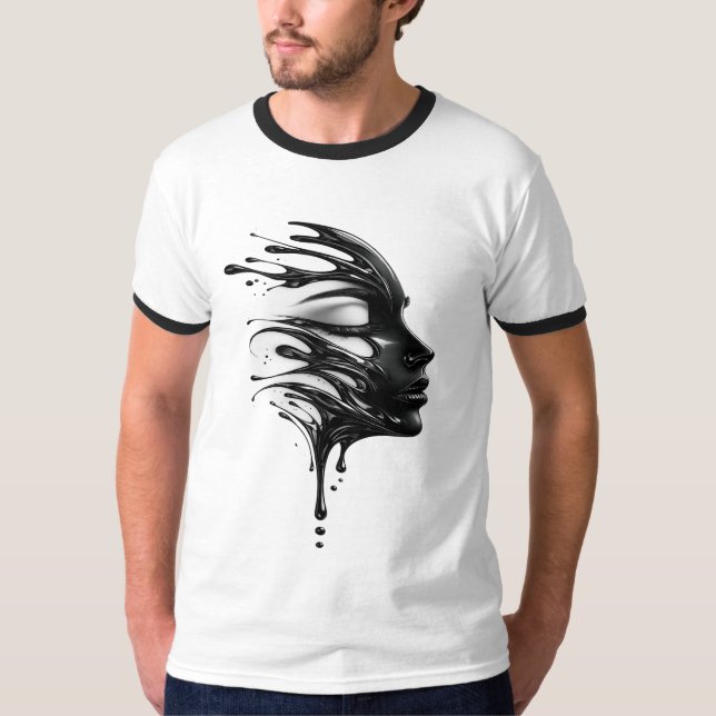 Camiseta Abstract Liquid Face Art Graphic T-Shirt (Frente)