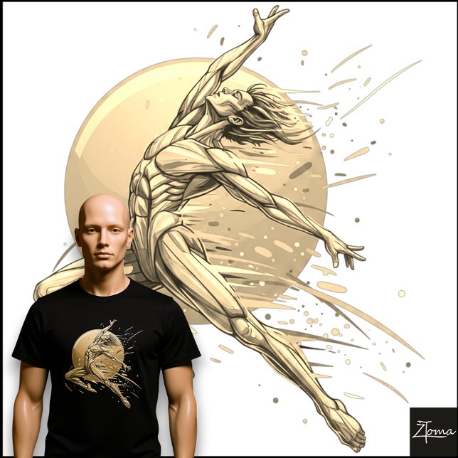 Camiseta Abstract Male Dancer Neon Leaping Figure (Criador carregado)