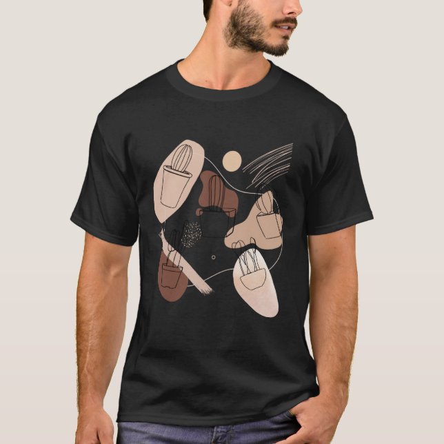 Camiseta Abstract Minimalist Cactus  Aesthetic Boho Cactus  (Frente)