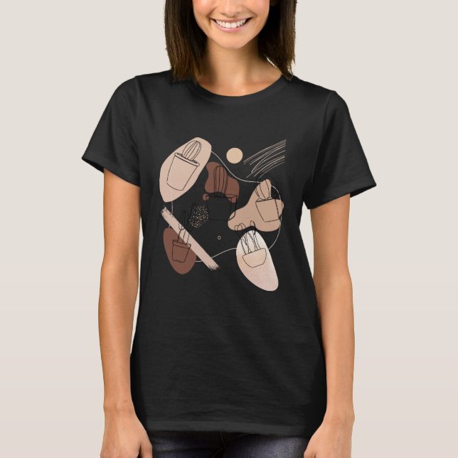 Camiseta Abstract Minimalist Cactus  Aesthetic Boho Cactus  (Frente)
