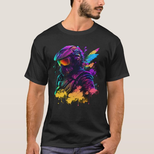 Camiseta Abstract motorcyclist synthwave (Frente)