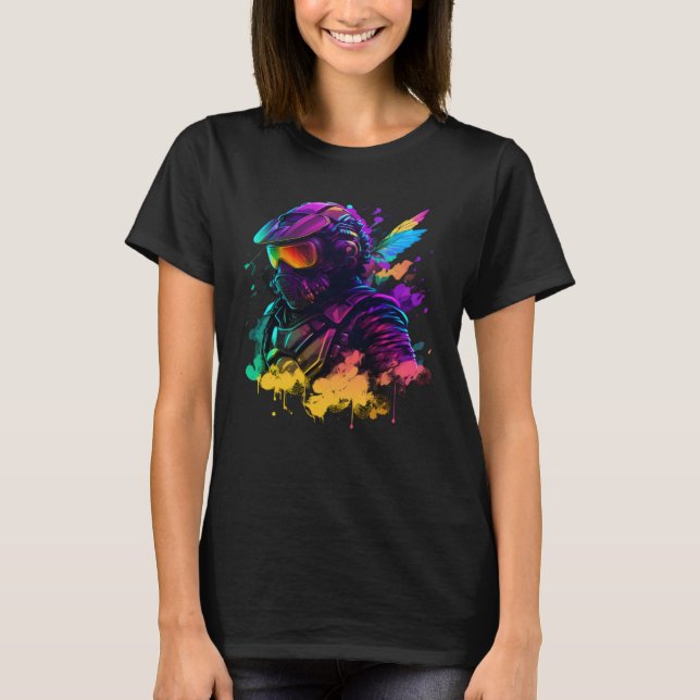 Camiseta Abstract motorcyclist synthwave (Frente)