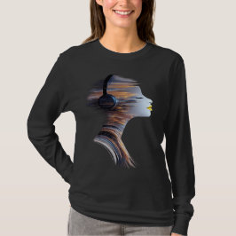 Camiseta Abstract Music Portrait Women Long Sleeve T-Shirt