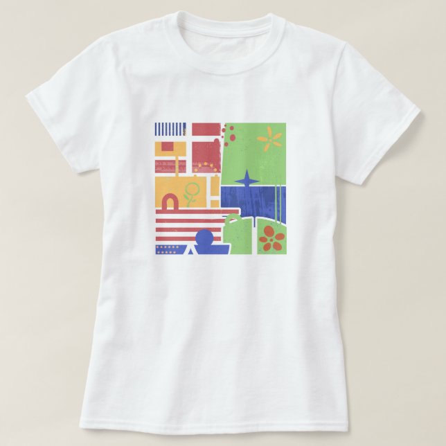 Camiseta Abstract Retro Block Art (Frente do Design)