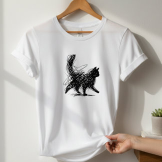 Camiseta Abstract Scribble Cat Art Women's White T-Shirt 