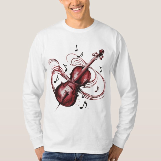 Camiseta abstract violin Men's basic long-sleeved (Frente)