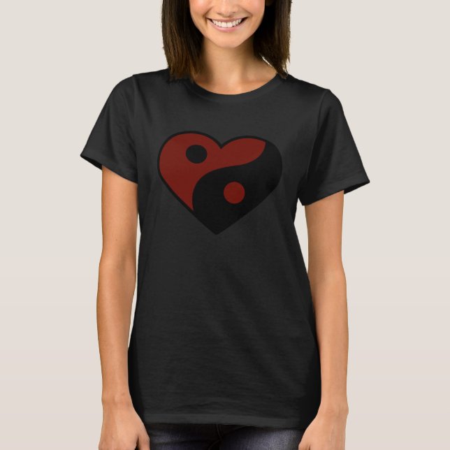 CAMISETA ABSTRACT YIN YANG BLACK AND DARK RED PEACE SYMBOL (Frente)