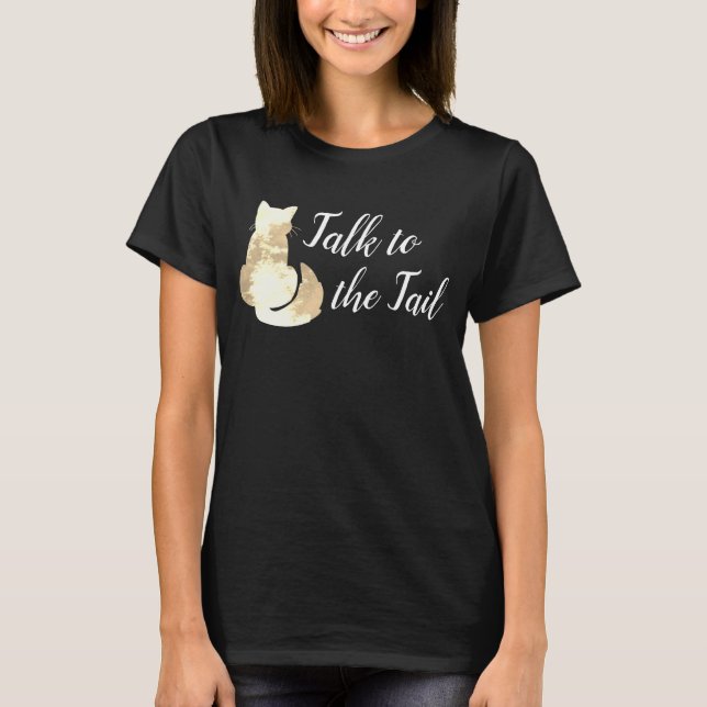 Camiseta Abstrata de Gato Amarelo Dourado Fale com (Frente)