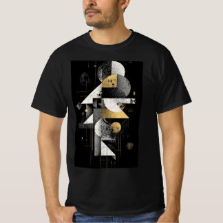 Camiseta Abstrata Geométrica Dourada