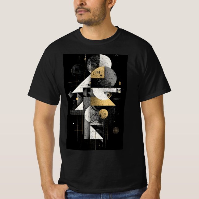 Camiseta Abstrata Geométrica Dourada (Frente)