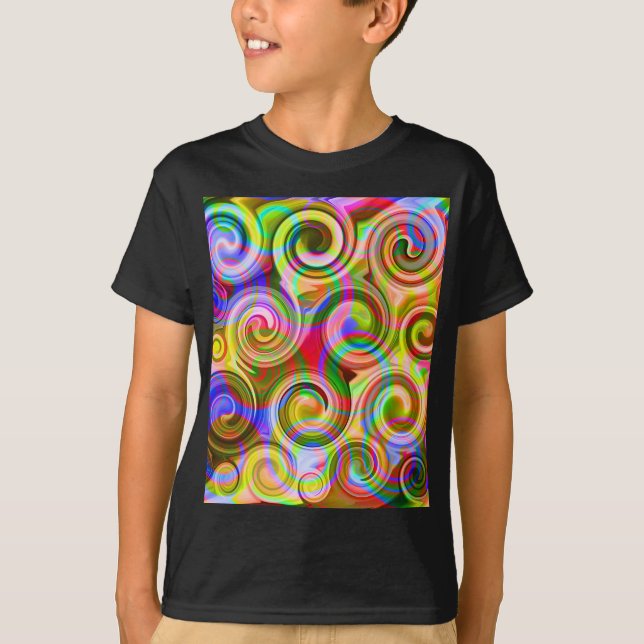 Camiseta abstrata geométrica pastel de rolagem (Frente)
