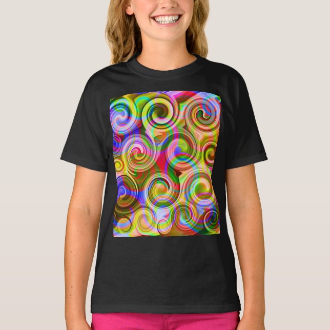 Camiseta abstrata geométrica pastel de rolagem (Frente)