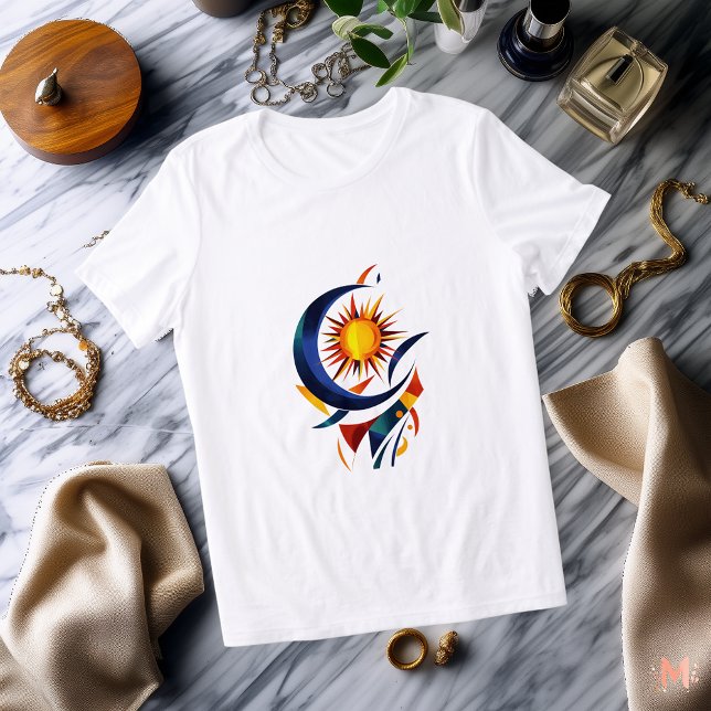 Camiseta Abstrata Sol e Lua | Celestial Colorida (Criador carregado)