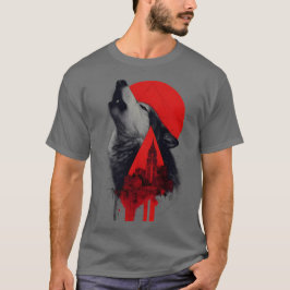 Camiseta Abstrata Trash Polka Paisagem Urbana do Lobo Uivan