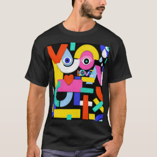 Camiseta Abstrato amor, olhos: padrão colorido