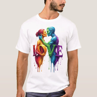 Camiseta Abstrato AMOR - Teto de Arte de Casal Vibrante