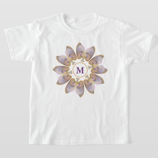 Camiseta Abstrato Angel Wings Mandala Fractal Monograma (Postura )