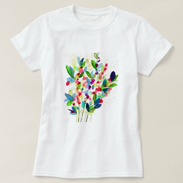 Camiseta Abstrato aqucolor floral (Frente do Design)