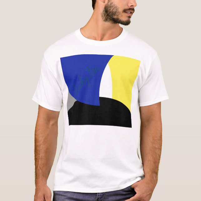Camiseta Abstrato Art Azul Amarelo (Frente)